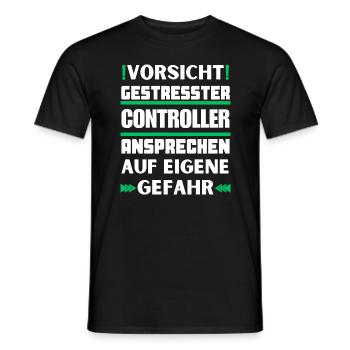 Don't talk to a stressed controller! - Men's T-Shirt - black - Front - AI Model Male 178 light (178cm)