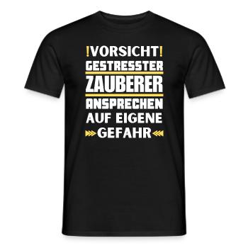 Don't talk to a stressed wizard! - Men's T-Shirt - black - Front - AI Model Male 178 light (178cm)