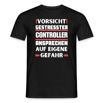 Don't talk to a stressed controller! - Men's T-Shirt - black - Front - AI Model Male 178 light (178cm)