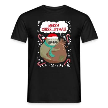 Merry Christmas Faultier T-Shirt Weihnachten sloth - Männer T-Shirt - Schwarz - Vorne - AI Model Male 178 light (178cm)