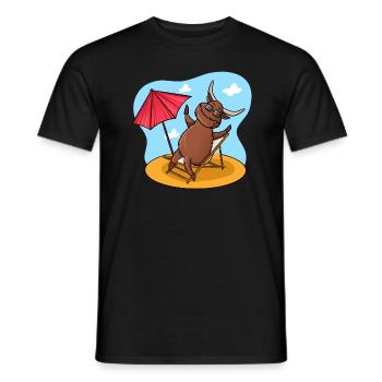 Highland Cow Beach - Men's T-Shirt - black - Front - AI Model Male 178 light (178cm)