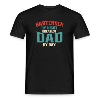 Barman By Night Greatest Dad By Day Shirt - T-shirt homme - noir - Devant - AI Model Male 178 light (178cm)