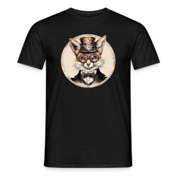 Steampunk Fuchs - Männer T-Shirt - Schwarz - Vorne - AI Model Male 178 light (178cm)