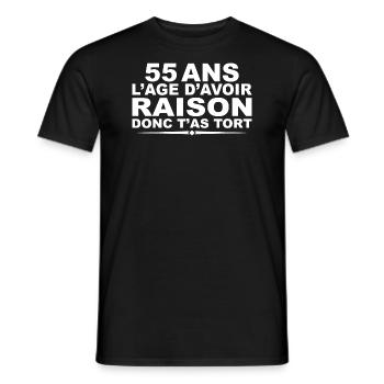 55 ans | Humour Cadeau D’anniversaire 55 ans - T-shirt homme - noir - Devant - AI Model Male 178 light (178cm)