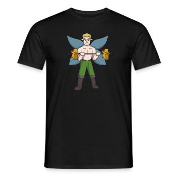 Elf man fitness gift weightlifting weight training - Men's T-Shirt - black - Front - AI Model Male 178 light (178cm)