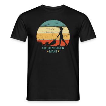 Die den Rasen mäht - grunge Frau Rasenmäher Garten - Männer T-Shirt - Schwarz - Vorne - AI Model Male 178 light (178cm)