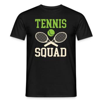 Tennis Squad Ironic Saying Racket Tennis Player - Men's T-Shirt - black - Front - AI Model Male 178 light (178cm)