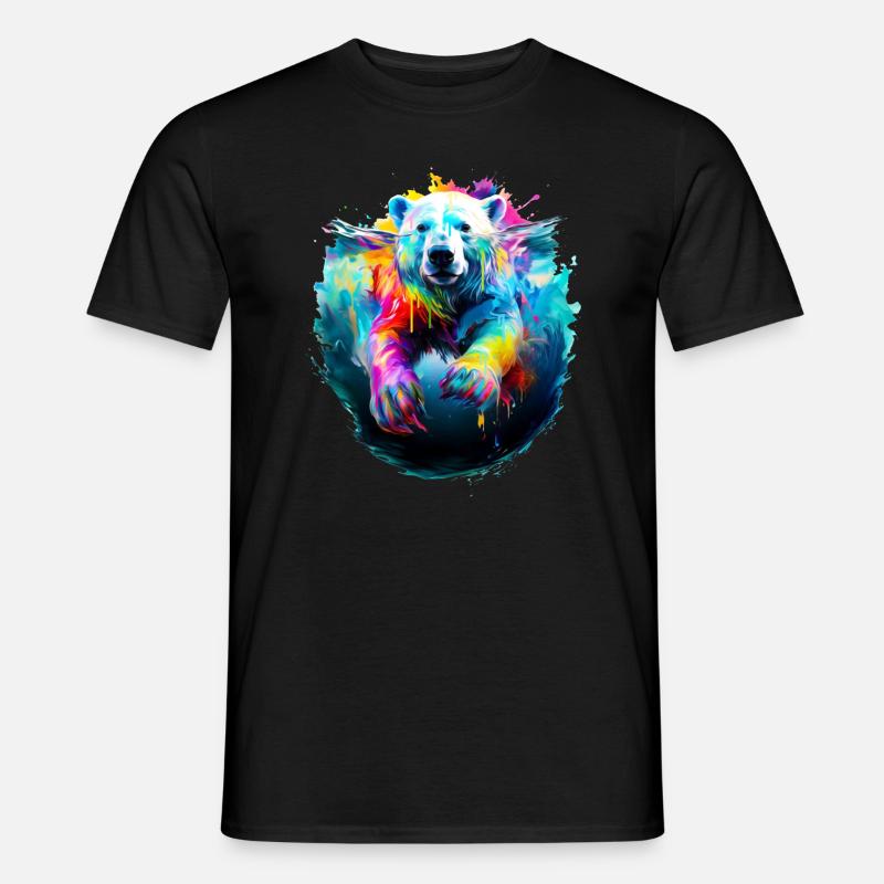 Bemalter Eisbär beim Schwimmen - Männer T-Shirt - Schwarz