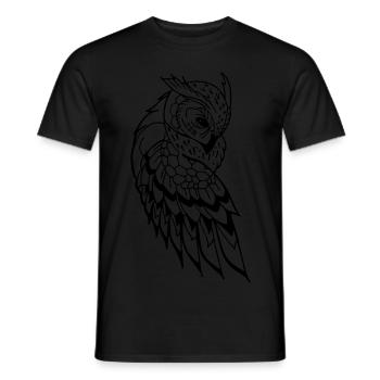 Owl Ethno - Men's T-Shirt - black - Front - AI Model Male 178 light (178cm)