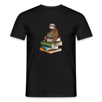 Paresseux lecture livres bibliothécaire rat de bibliothèque - T-shirt homme - noir - Devant - AI Model Male 178 light (178cm)