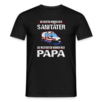 Sanitäter Rettungssanitäter Papa Rettungsdienst - Männer T-Shirt - Schwarz - Vorne - AI Model Male 178 light (178cm)