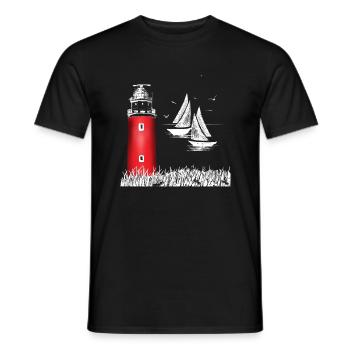 Phare rouge de l'île de Texel Hollande Mer des Wadden - T-shirt homme - noir - Devant - AI Model Male 178 light (178cm)