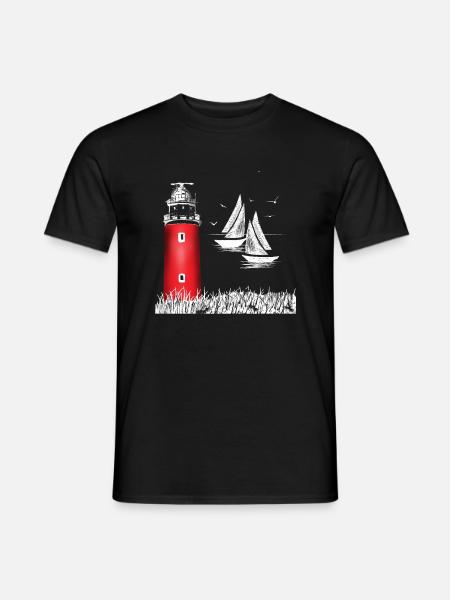 Roter Leuchtturm Texel Insel Holland Wattenmeer - Männer T-Shirt - Schwarz