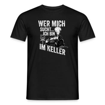 Wer mich sucht ch bin im Keller Opa Dampflok - Männer T-Shirt - Schwarz - Vorne - AI Model Male 178 light (178cm)
