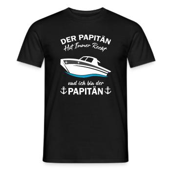 Der Papitän hat immer Recht Kapitän Sportboot - Männer T-Shirt - Schwarz - Vorne - AI Model Male 178 light (178cm)