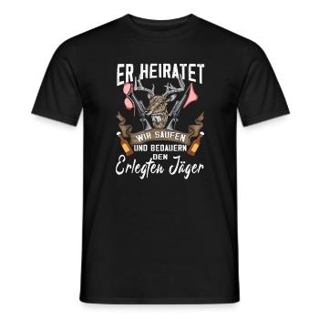 Jäger Bräutigam Jagd Junggesellenabschied JGA - Männer T-Shirt - Schwarz - Vorne - AI Model Male 178 light (178cm)