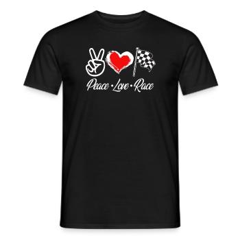 Peace Love Race Pit Crew Mom Race car checkered - Männer T-Shirt - Schwarz - Vorne - AI Model Male 178 light (178cm)