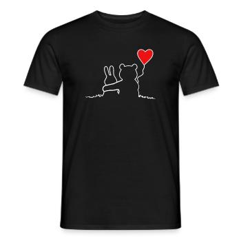 Rabbit and bear Couples in love Proof of love - Men's T-Shirt - black - Front - AI Model Male 178 light (178cm)