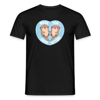 Cute Otters Made For Each Otter Valentines Day - Men's T-Shirt - black - Front - AI Model Male 178 light (178cm)