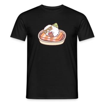 Funny Sushi Rice Chilling On A Salmon Pool Float - Men's T-Shirt - black - Front - AI Model Male 178 light (178cm)