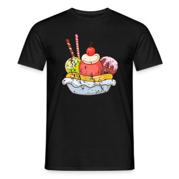 Retro vintage grunge style ice cream cup - Men's T-Shirt - black - Front - AI Model Male 178 light (178cm)