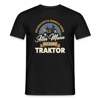 UNTERSCHÄTZE NIE - ALTEN MANN - TRAKTOR - GESCHENK - Männer T-Shirt - Schwarz - Vorne - AI Model Male 178 light (178cm)