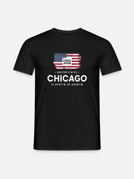 CHICAGO AIRPORT CODE ORD US FLAGGE GEOTAG GESCHENK - Männer T-Shirt - Schwarz