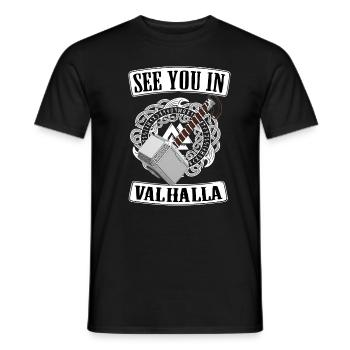 Viking Valhalla Runes Thor Hammer - Men's T-Shirt - black - Front - AI Model Male 178 light (178cm)