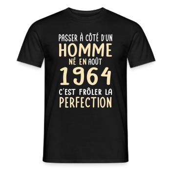 60th Birthday - Born in August 1964 - Men's T-Shirt - black - Front - AI Model Male 178 light (178cm)
