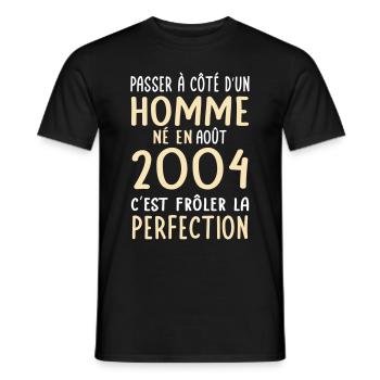 20° Anniversario - Nato nell'agosto 2004 - T-shirt uomo - nero - Fronte - AI Model Male 178 light (178cm)