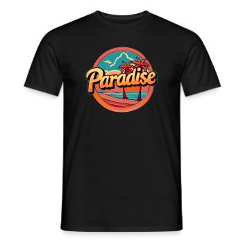 Paradis, Ciel, Ciel, Plage, Coucher de soleil - T-shirt homme - noir - Devant - AI Model Male 178 light (178cm)