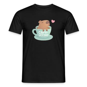 Mignon Capybara dans une tasse de café Drôle capyuccino - T-shirt homme - noir - Devant - AI Model Male 178 light (178cm)
