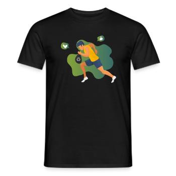 Plogging activity - Men's T-Shirt - black - Front - AI Model Male 178 light (178cm)