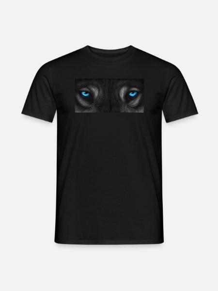 Wolf eye's - blue with gray fur - Men's T-Shirt - black