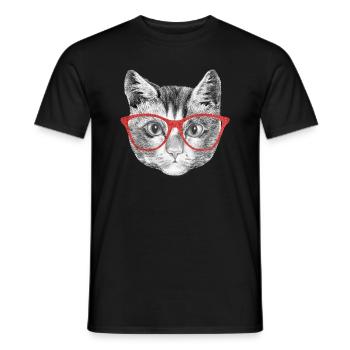 Katze mit Brille Kätzchen Katzendame - Männer T-Shirt - Schwarz - Vorne - AI Model Male 178 light (178cm)