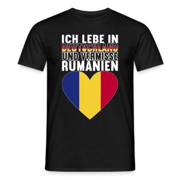 Rumänien Rumänische Flagge - Männer T-Shirt - Schwarz - Vorne - AI Model Male 178 light (178cm)