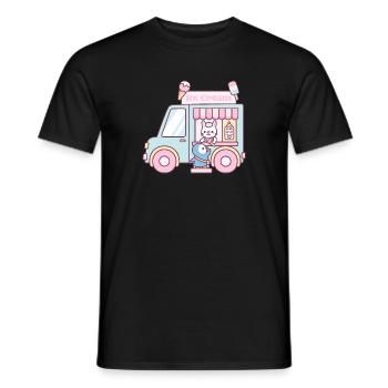 Eiswagen, süßes Kaninchen und Pinguin - Männer T-Shirt - Schwarz - Vorne - AI Model Male 178 light (178cm)