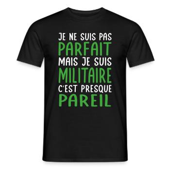 Je ne suis pas parfait mais je suis militaire - T-shirt homme - noir - Devant - AI Model Male 178 light (178cm)