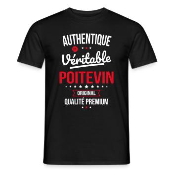 Authentique et véritable Poitevin - Original - T-shirt homme - noir - Devant - AI Model Male 178 light (178cm)