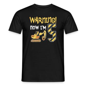Conducteur de pelle 5ème anniversaire Enfants 5 ans excavatrice - T-shirt homme - noir - Devant - AI Model Male 178 light (178cm)