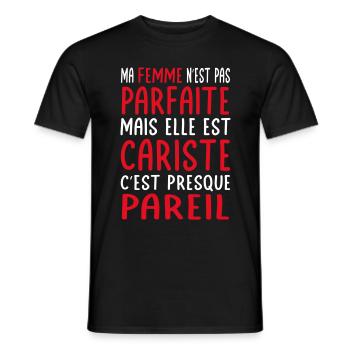 Meine Frau ist nicht perfekt, aber sie ist Gabelstaplerfahrerin - Männer T-Shirt - Schwarz - Vorne - AI Model Male 178 light (178cm)