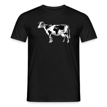 Vache avec carte du monde comme une protection de l'environnement des taches - T-shirt homme - noir - Devant - AI Model Male 178 light (178cm)