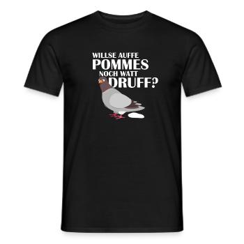 Ruhrpottflamingo Willse auffe Pommes noch watt - Männer T-Shirt - Schwarz - Vorne - AI Model Male 178 light (178cm)