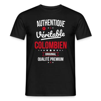 Authentique et véritable Colombien - Original - T-shirt homme - noir - Devant - AI Model Male 178 light (178cm)