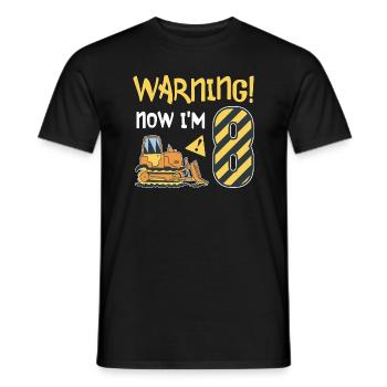 Bulldozer Anniversaire 8 ans Jeunes ouvriers de la construction - T-shirt homme - noir - Devant - AI Model Male 178 light (178cm)