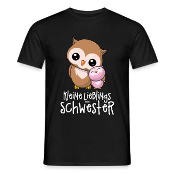 Kleine Lieblingsschwester - Beste Schwester Eulen - Männer T-Shirt - Schwarz - Vorne - AI Model Male 178 light (178cm)