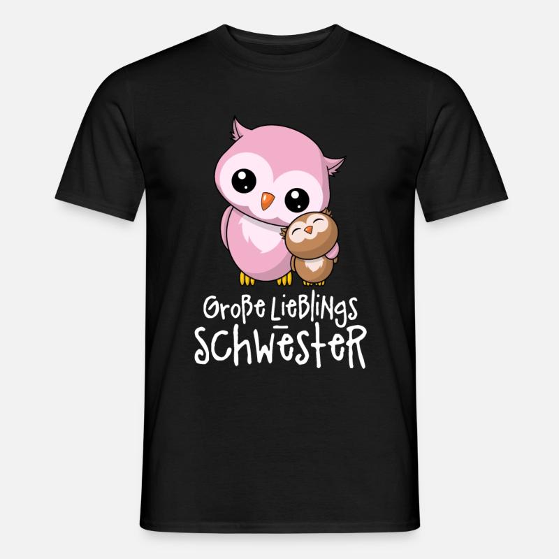 Große Lieblingsschwester - Beste Schwester Eulen - Männer T-Shirt - Schwarz
