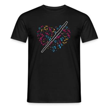 Heart Music Notes Flute - Männer T-Shirt - Schwarz - Vorne - AI Model Male 178 light (178cm)