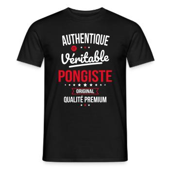 Authentique et véritable pongiste - Original - T-shirt homme - noir - Devant - AI Model Male 178 light (178cm)