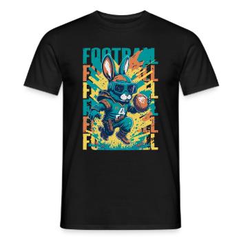 Football Hase Splash Art Illustration - Männer T-Shirt - Schwarz - Vorne - AI Model Male 178 light (178cm)